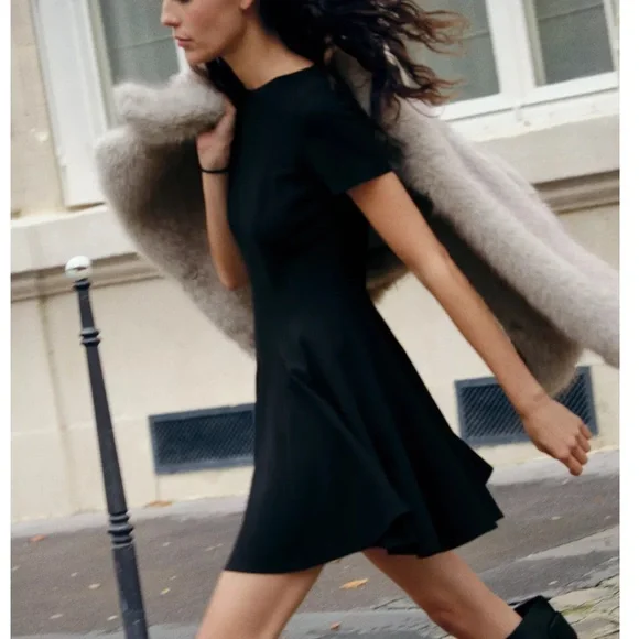 Zara NWT godet mini dress ZW Collection 9351/281 - Picture 6 of 8